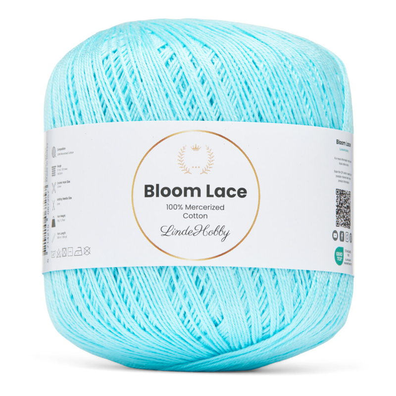 LindeHobby Bloom Lace Mercerized Cotton 14 Taivaansininen