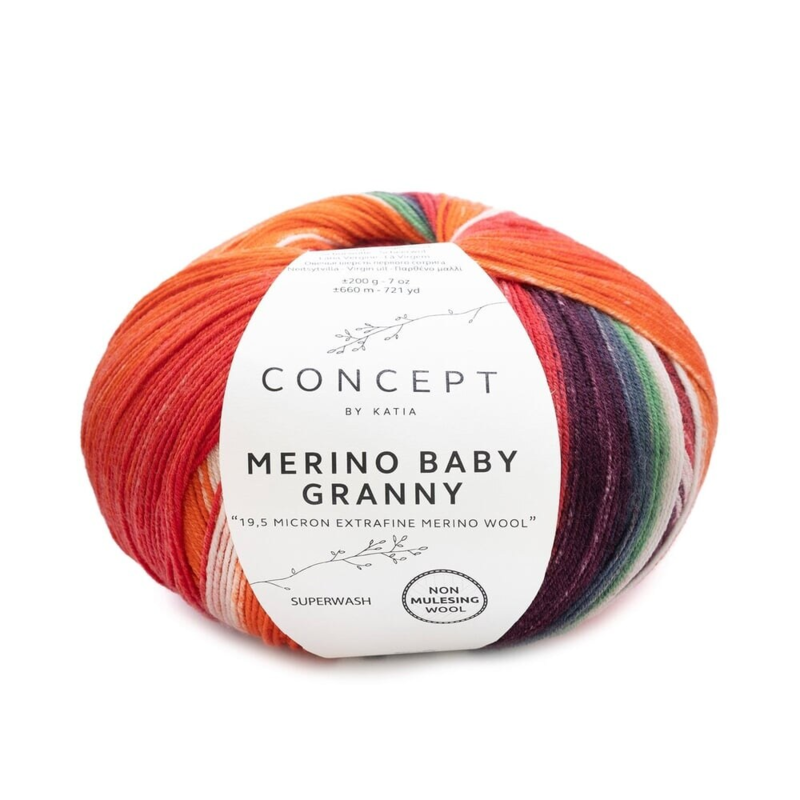 Katia Concept Merino Baby Granny 505 Punainen-harmaa-camel