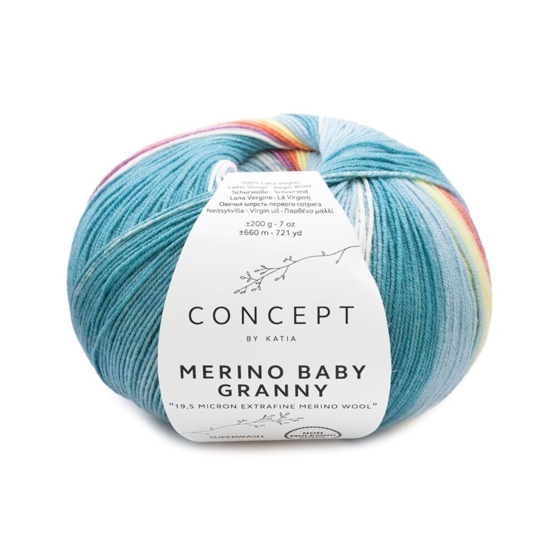 Katia Concept Merino Baby Granny 503 Pastellinvihreä-pastellinsininen-pastellinkeltainen