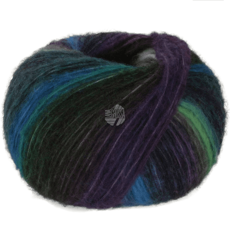 Lana Grossa Bomba 06 Pullo-/opaali vihreä/munakoiso/yönsininen/tumma-/petroolinsininen