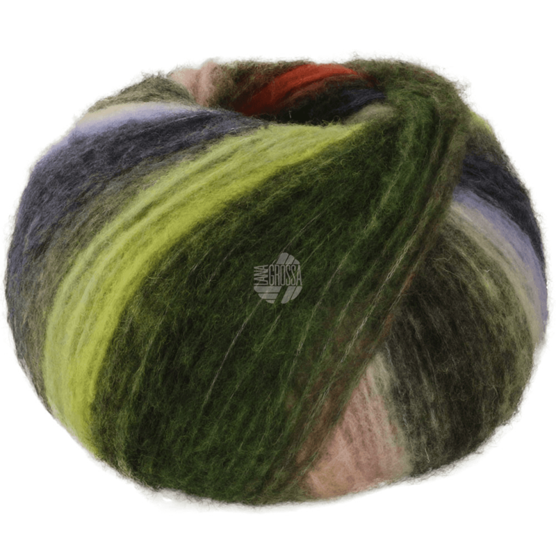 Lana Grossa Bomba 07 Persikka/valkoinen-/vaalea-/tummanvihreä/harmaapetrooli/-ruskea/turkoosinsininen