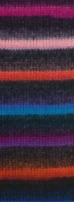 Lana Grossa Bomba 03 Lohi/harmaanpunainen/tummavioletti/turkoosinsininen/petroolinsininen/kuninkaansininen