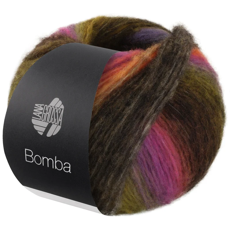 Lana Grossa Bomba 01 Tummanharmaa/karhunvatukka/oranssi/keltainen-/tummanvihreä/sininen