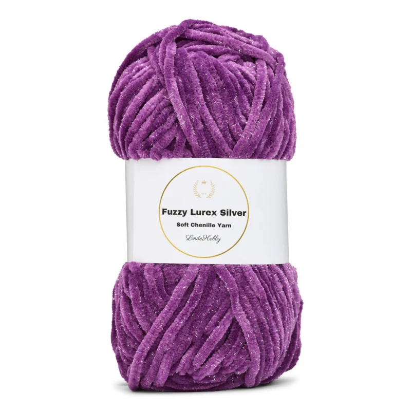 LindeHobby Fuzzy Chenille Silver Lurex 40 Purppura