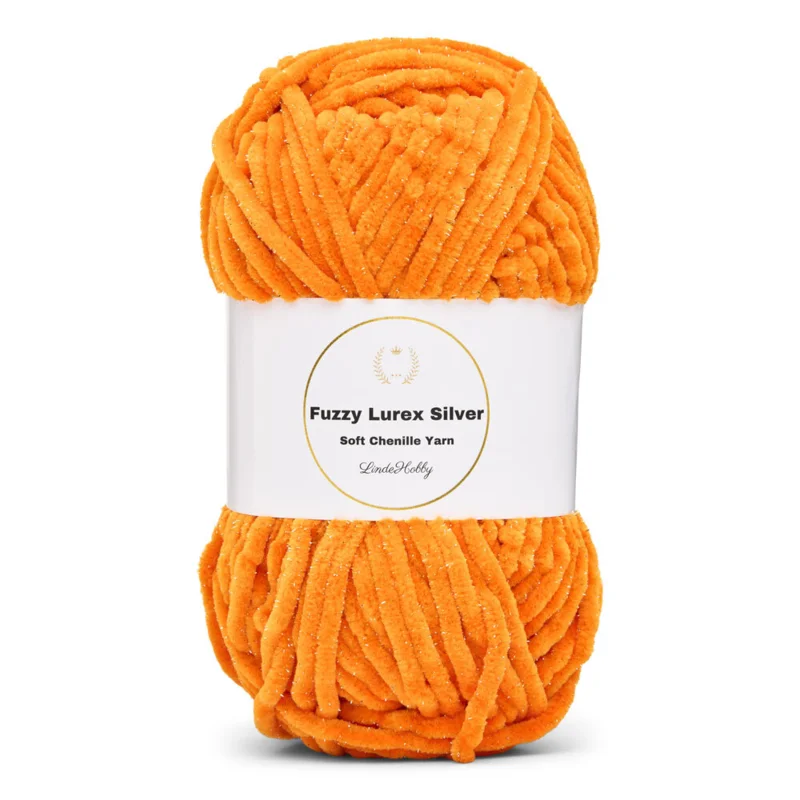 LindeHobby Fuzzy Chenille Silver Lurex 37 Oranssi