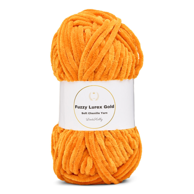 LindeHobby Fuzzy Chenille Gold Lurex 37 Oranssi
