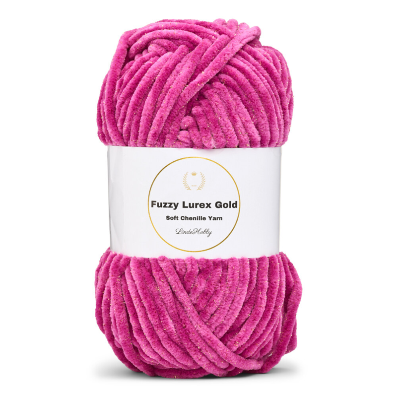 LindeHobby Fuzzy Chenille Gold Lurex 44 Vaalea fuksia