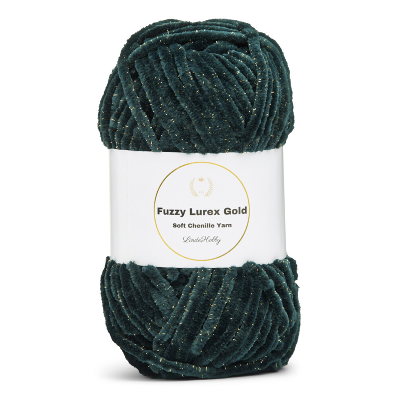 LindeHobby Fuzzy Chenille Gold Lurex 19 Tummanvihreä nefriitti