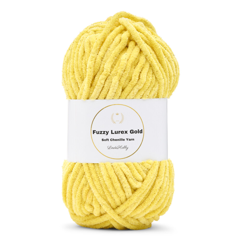 LindeHobby Fuzzy Chenille Gold Lurex 09 Keltainen