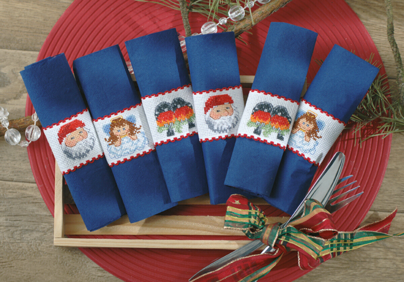 Kirjontapaketti Lautasliinarenkaat Ø 6 cm