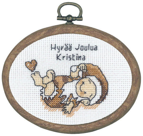 Kirjontapakkaus Makaa tonttu m/5961/60 9 x 7 cm