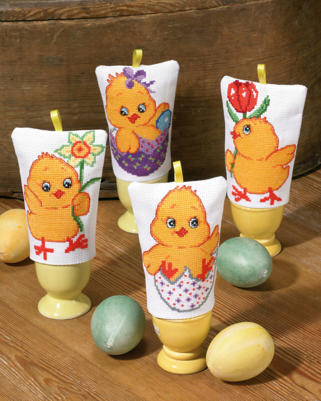 Kirjontapaketti Tiput & munat 4 kpl 8 x 11 cm