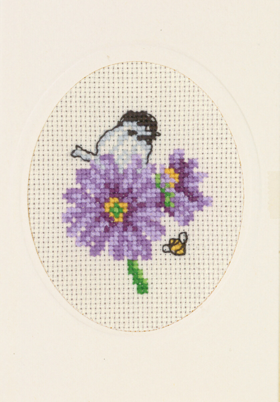 Kirjontapakkaus Kukkapostikortti violetti 9 x 13 cm