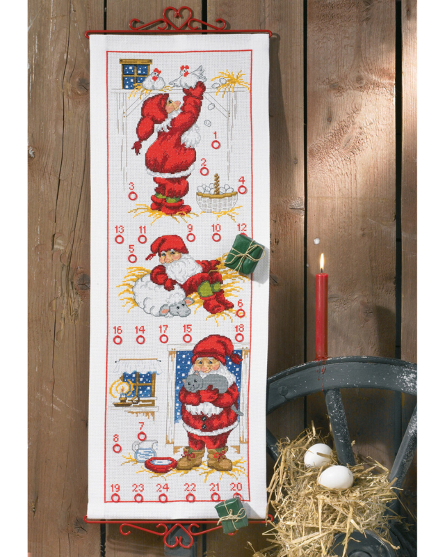 Kirjontapaketti Tontut tallissa 5125/32 32 x 85 cm