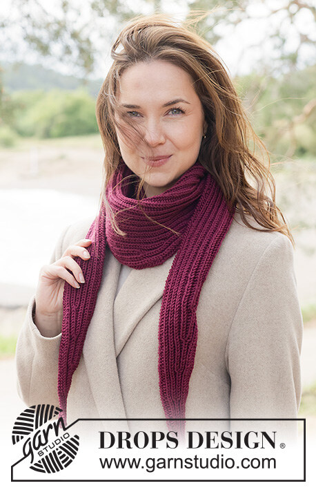 261-26 Scarlet Hush Shawl by  DROPS Design