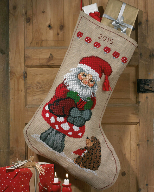 Kirjontapaketti Tonttu ja siili 60 x 84 cm