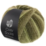 Lana Grossa Cosy Socks Soft Stripes 107 Vaaleanvihreä/resedanvihreä/harmaanvihreä/sammalenvihreä