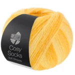 Lana Grossa Cosy Socks Soft Stripes 111 Keltainen/munankeltuainen/sahraminkeltainen