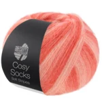 Lana Grossa Cosy Socks Soft Stripes 113 Lohi/lohenpunainen/koralli