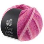Lana Grossa Cosy Socks Soft Stripes 108 Roosa/vanharoosa/lohenpunainen/kanervanpunainen