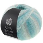 Lana Grossa Cosy Socks Soft Stripes 110 Vaaleanharmaa/mintunvihreä/mintunturkoosi/turkoosi/vaalea petrooli