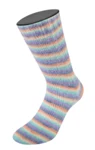 Lana Grossa Cosy Socks Multi Stripes 153 Laventeli/harmaansininen/lohi/kerma/turkoosi