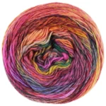 Lana Grossa Colorissimo 218 Vaaleanpunainen/Fuksia/Munankeltuaisenkeltainen/Harmaankeltainen/Oranssi/Punaruskea/Vihreänharmaa/Mustanpunainen