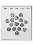 Go Handmade Glitter-napit 9 mm Musta