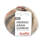 Katia Merino Aran Sunrise 300 Haaleanruskea-Ruosteenpunainen-Farkunsininen