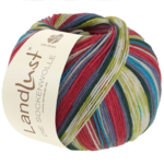 Lana Grossa Landlust Die Sockenwolle 717 Vadelmanpunainen/Violetti sininen/Valkoinen/Kanelinruskea/Toukokuunvihreä/Tummanvihreä/Taivaansininen