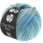 Lana Grossa Cool Wool Print 844 Turkoosi/Vaaleansininen/Azuurinsininen/Luonnonvalkoinen