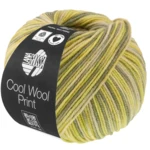 Lana Grossa Cool Wool Print 843 Vihreänbeige/Lime/Harmaanvihreä/Resedanvihreä
