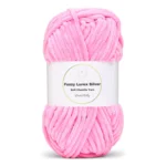 LindeHobby Fuzzy Chenille Silver Lurex 48 Neonvaaleanpunainen