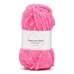 LindeHobby Fuzzy Chenille Silver Lurex 49 Neonpinkki