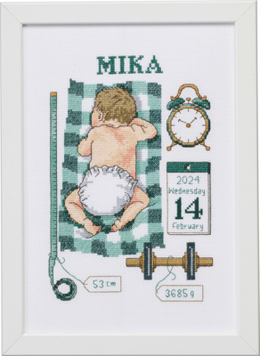 Kirjontapaketti Kaste muistoksi Mika 21 x 30 cm