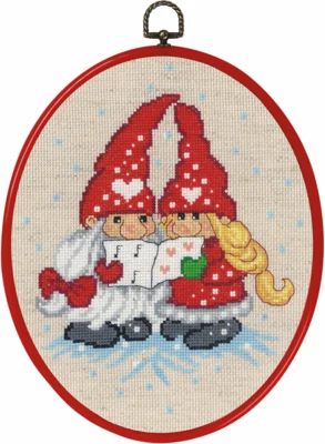 Kirjontasarja Tonttupari laulaa 20 x 26 cm