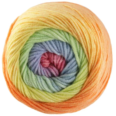 Lana Grossa Cool Wool Big Color 4036 Harmaanvihreä/vihreänkeltainen/oranssi/liila/vaaleanharmaa