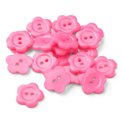 HobbyArts Muoviset napit Pink Flower 15 mm, 20 kpl