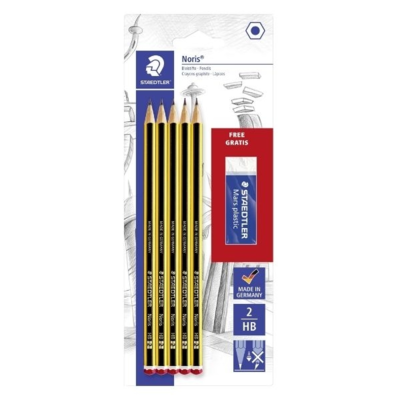 STAEDTLER Noris Pencils HB &amp; Eraser, 5 + 1 kpl