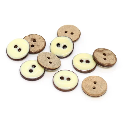 HobbyArts Glazed Coconut Buttons Valkoinen 15 mm, 10 kpl