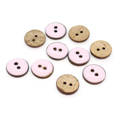 HobbyArts Glazed Coconut Buttons Pinkki 15 mm, 10 kpl