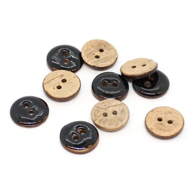HobbyArts Glazed Coconut Buttons Musta 15 mm, 10 kpl
