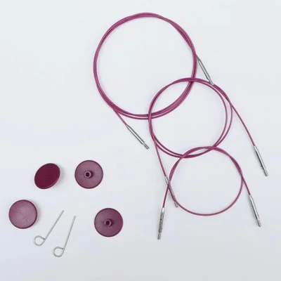 KnitPro Ruostumaton Teräskaapeli Swivel Violetti (40-150 cm)