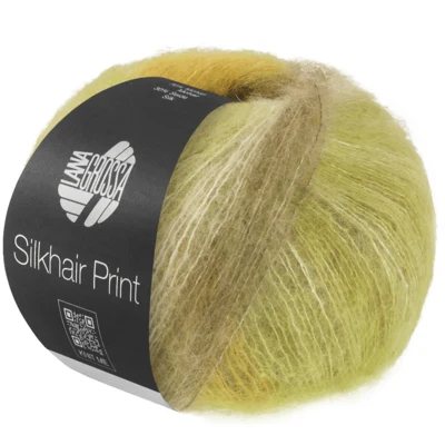 Lana Grossa Silkhair Print 433 Limetti/keltainen/taupe/vaalea beige