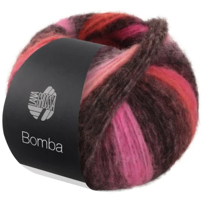 Lana Grossa Bomba 02 Vaaleanpunainen/fuksia/koralli/karhunvatukka/harmaanpunainen/harmaanroosa/tummanharmaa
