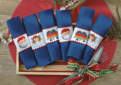 Kirjontapaketti Lautasliinarenkaat Ø 6 cm