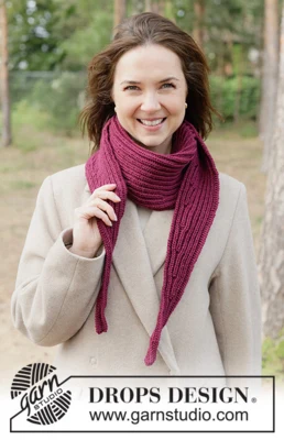 261-26 Scarlet Hush Shawl by  DROPS Design
